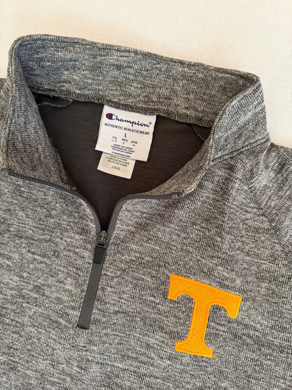 Tennessee Volunteers Gray Champion  3/4 Zip Long Sleeve Pullover Embroidered 101